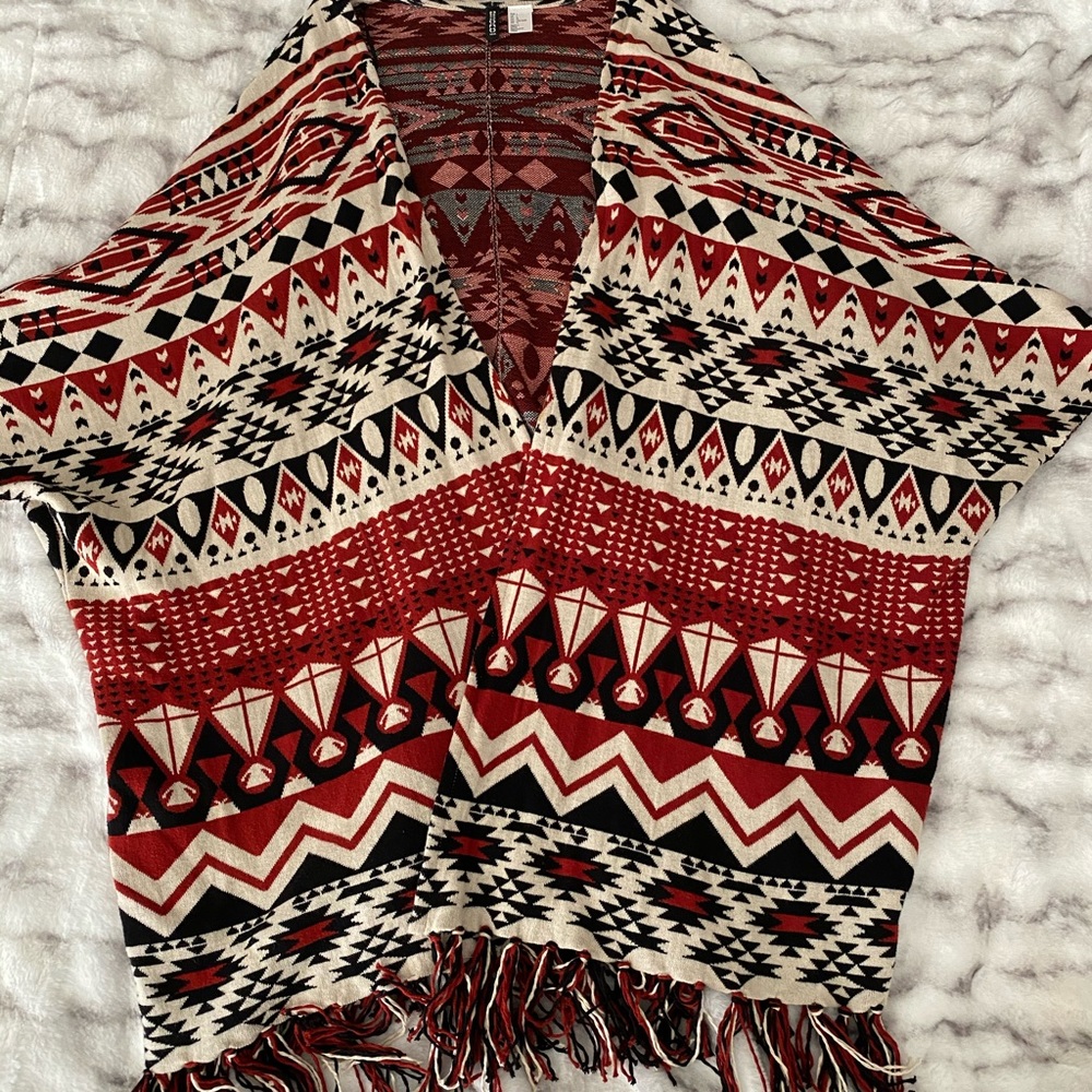 H&M Sweater Poncho with Aztec print